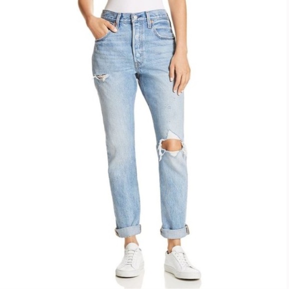 Levi’s | Women's Light Blue Distressed Premium Skinny 501 Buttonfly Jeans, sz 25 - Picture 13 of 14